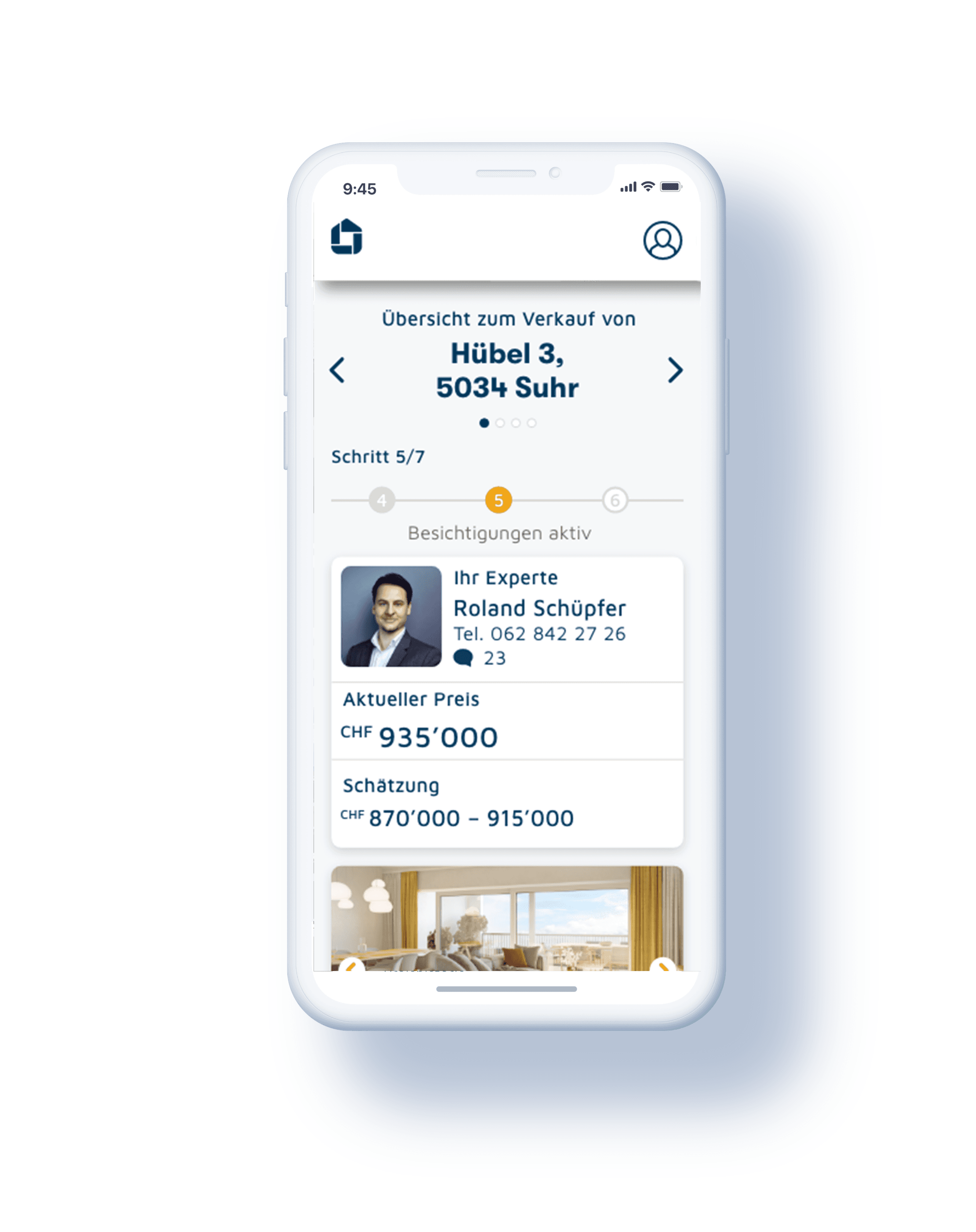 Smartphone mit avendo-App
